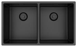 Pure.Sink Prestige Dobbelt Gun metal vask 70x40 cm 10mm radius underbygning, fladbygning og overbygning PPG343440-61