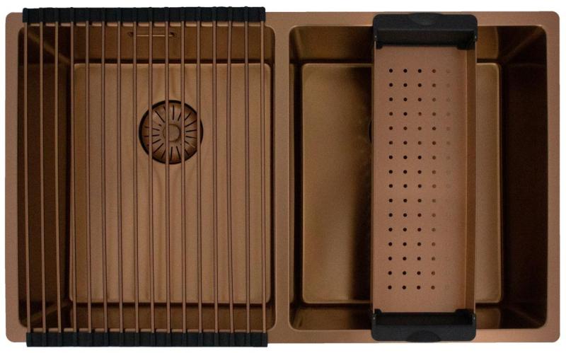 Pure.Sink Prestige Dobbelt Kobber køkkenvask 70x40cm 10mm radius undermonteret, planmonteret og overmonteret PPG343440-62