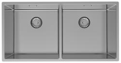 Pure.Sink Prestige Dobbelt rustfrit stål vask 82x40 cm 10mm radius underbygning, fladbygning og overbygning PPG404040-02
