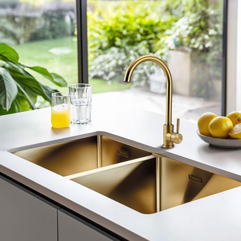 Pure.Sink Prestige Dobbelt Gylden vask 82x40 cm 10mm radius undermontering, fladmontering og overmontering PPG404040-60
