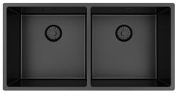 Pure.Sink Prestige Dobbelt Gun metal vask 82x40 cm 10mm radius undermontering, plan montering og overbygning PPG404040-61