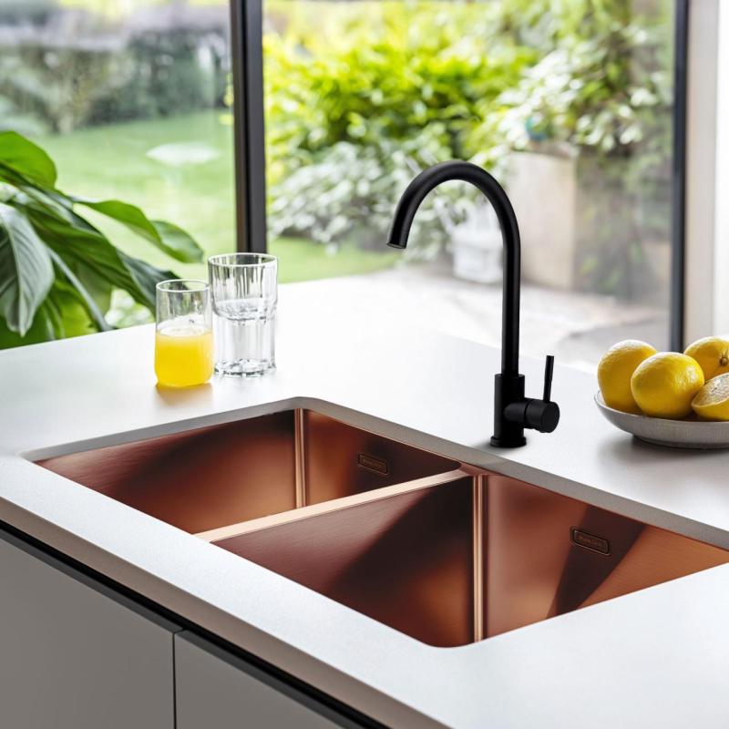 Pure.Sink Prestige Dobbelt Kobber vask 82x40 cm 10mm radius undermontering, fladmontering og overmontering PPG404040-62