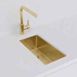 Pure.Sink Exclusivo lille gylden vask 18x40 cm 10mm radius undermontering, planmontering og overmontering PEX1840-60