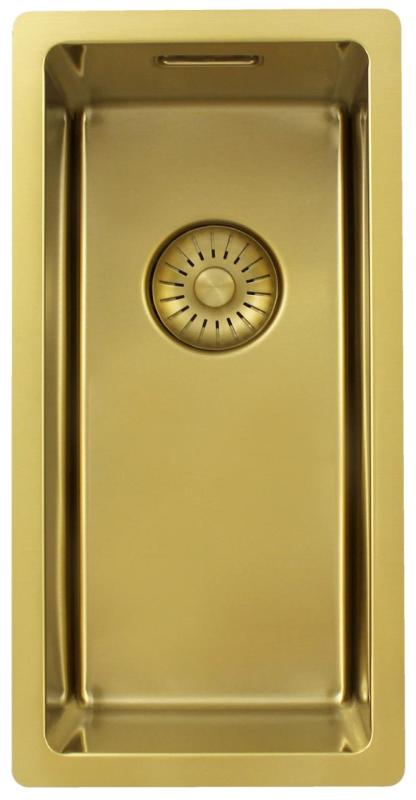 Pure.Sink Exclusivo lille gylden vask 18x40 cm 10mm radius undermontering, planmontering og overmontering PEX1840-60
