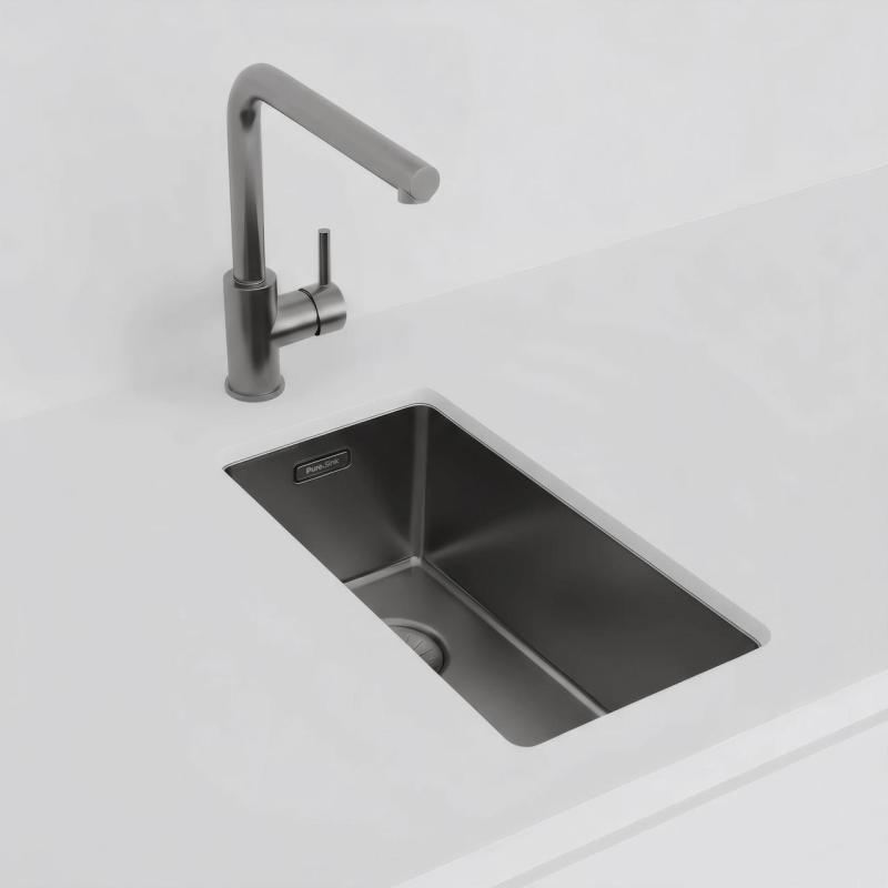 Pure.Sink Exclusivo Gun metal lille håndvask 18x40 cm 10mm radius undermontering, planmontering og overmontering PEX1840-61