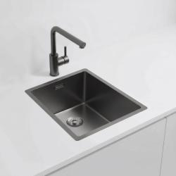 Pure.Sink Exclusivo Gun metal vask 34x40 cm 10mm radius underbygning, planbygning og overbygning PEX3440-61