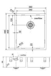 Pure.Sink Exclusivo Gun metal vask 34x40 cm 10mm radius underbygning, planbygning og overbygning PEX3440-61