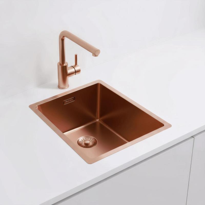 Pure.Sink Exclusivo Kobber vask 34x40 cm 10mm radius underbygning, planbygning og overbygning PEX3440-62