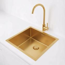 Pure.Sink Exclusivo Guld vask 40x40 cm 10mm radius underbygning, planbygning og overbygning PEX4040-60