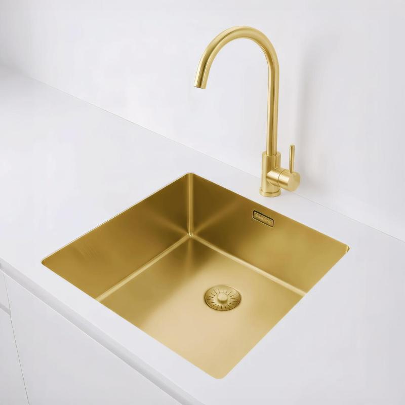 Pure.Sink Exclusivo Guld vask 40x40 cm 10mm radius underbygning, planbygning og overbygning PEX4040-60