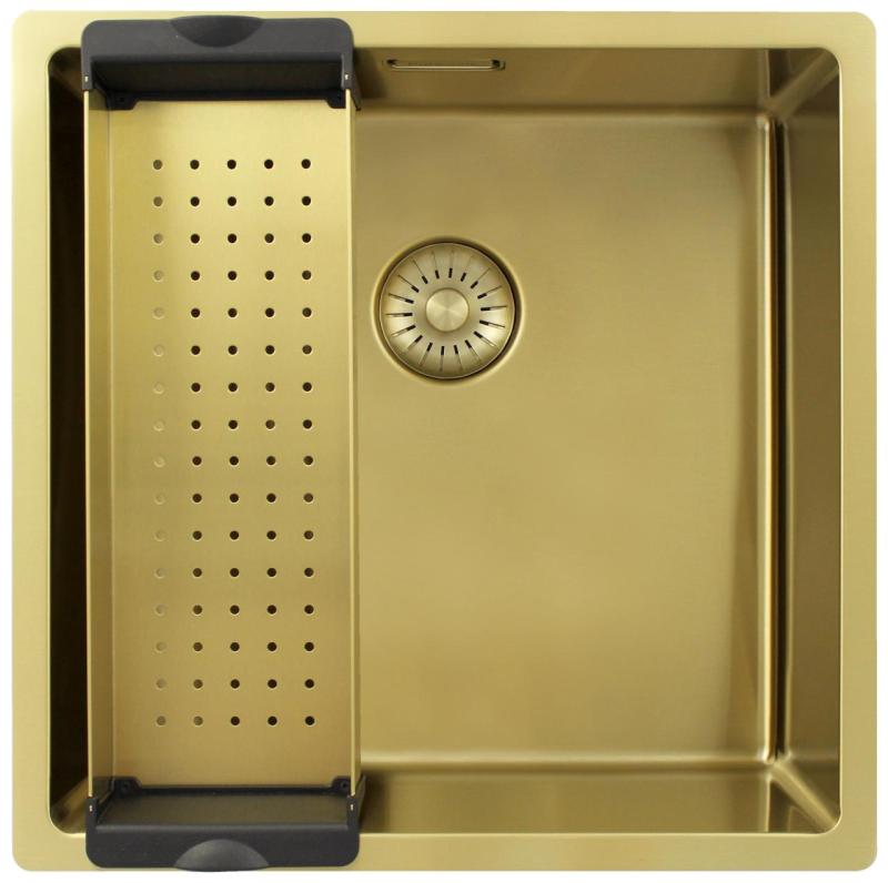 Pure.Sink Exclusivo Guld vask 40x40 cm 10mm radius underbygning, planbygning og overbygning PEX4040-60