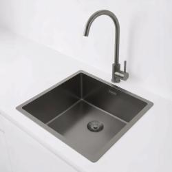 Pure.Sink Exclusivo Gun metal vask 40x40 cm 10mm radius undermontering, planmontering og overmontering PEX4040-61