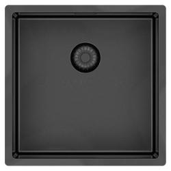 Pure.Sink Exclusivo Gun metal vask 40x40 cm 10mm radius undermontering, planmontering og overmontering PEX4040-61