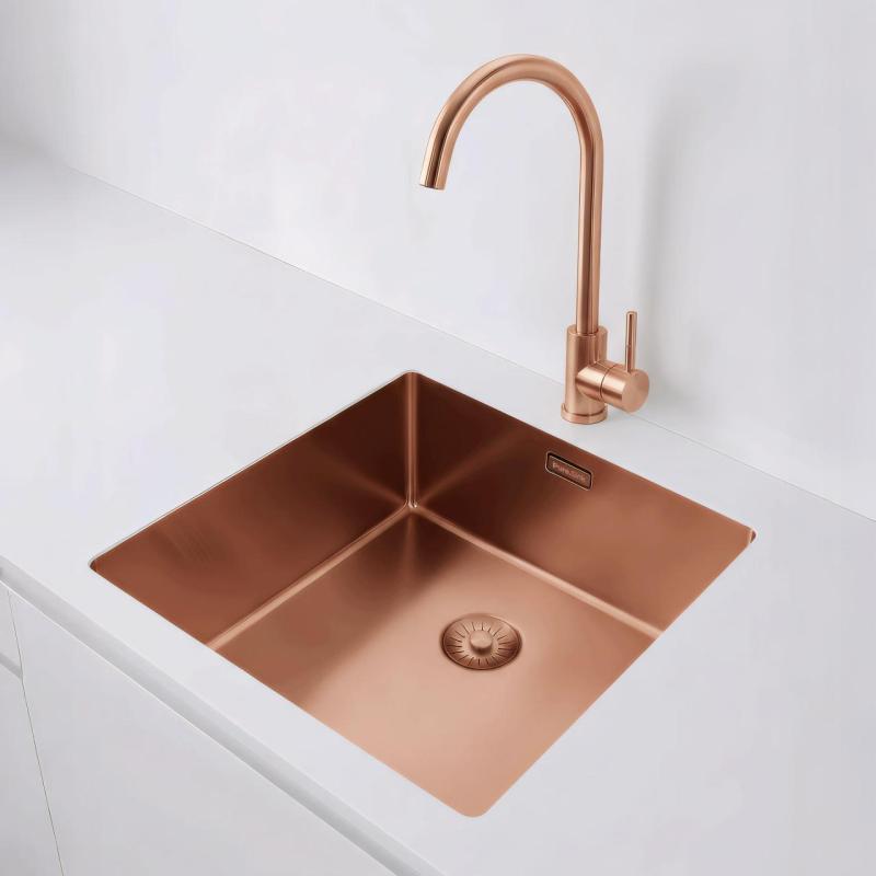 Pure.Sink Exclusivo Kobber vask 40x40 cm 10mm radius underbygning, planbygning og overbygning PEX4040-62