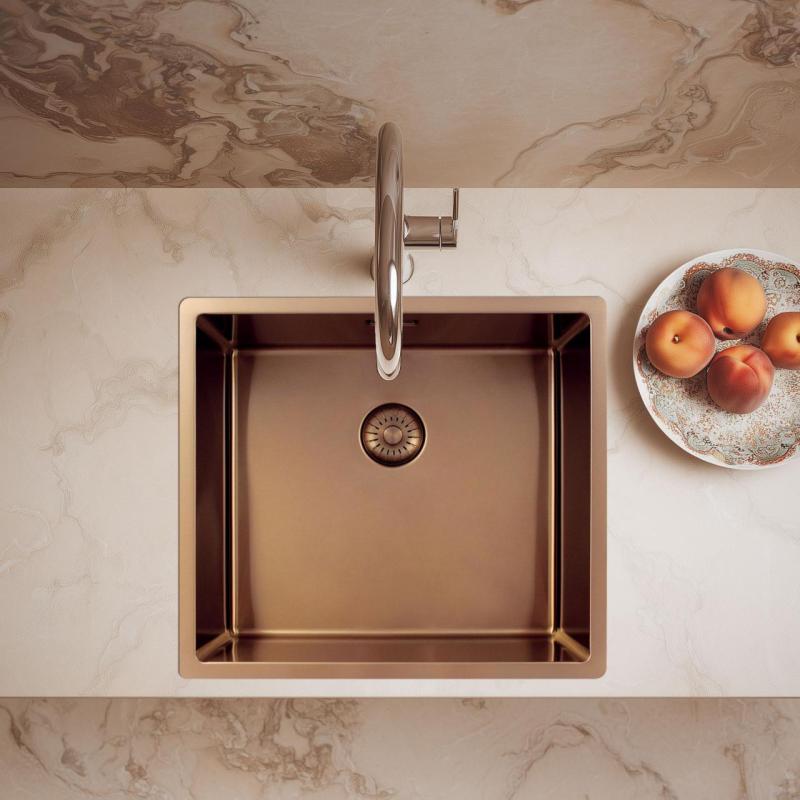 Pure.Sink Exclusivo Kobber vask 45x40 cm 10mm radius undermontering, planmontering og overmontering PEX4540-62