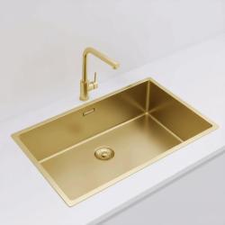 Pure.Sink Exclusivo stor guld vask 70x40 cm 10mm radius undermontering, planmontering og overmontering PEX7040-60