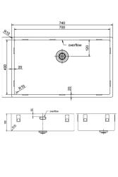 Pure.Sink Exclusivo stor Gun metal vask 70x40 cm 10mm radius undermontering, planmontering og overmontering PEX7040-61