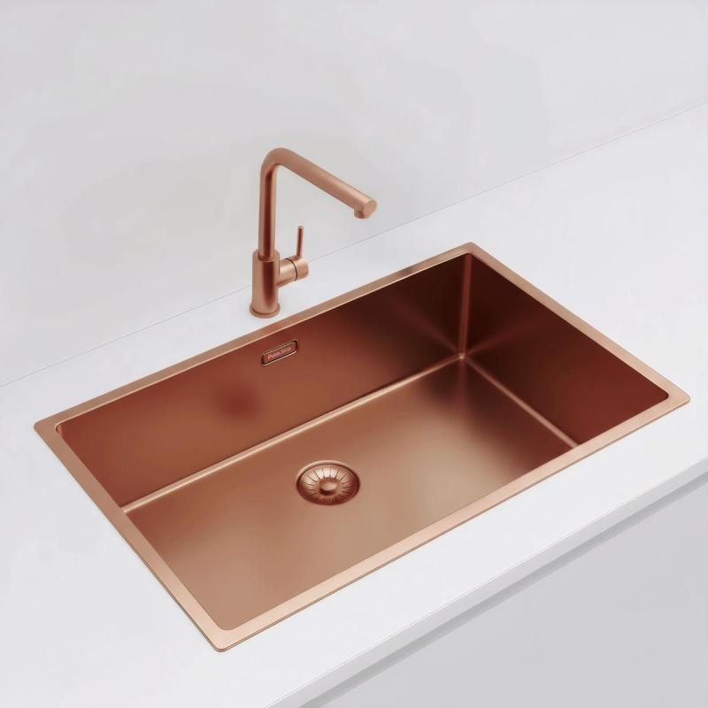 Pure.Sink Exclusivo stor kobber køkkenvask 70x40 cm 10mm radius undermontering, planmontering og overmontering PEX7040-62