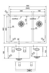 Pure.Sink Exclusivo RVS 1,5 halvanden vask 34+18 cm 10mm radius PEX341840-02