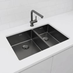 Pure.Sink Exclusivo Gun Metal 1,5 halvanden vask 34+18 cm 10mm radius PEX341840-61