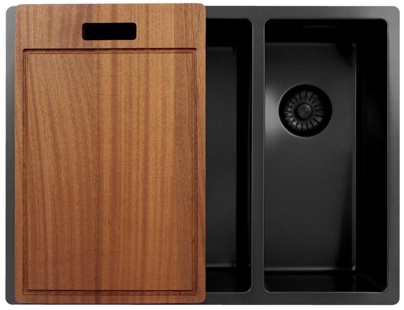 Pure.Sink Exclusivo Gun Metal 1,5 halvanden vask 34+18 cm 10mm radius PEX341840-61