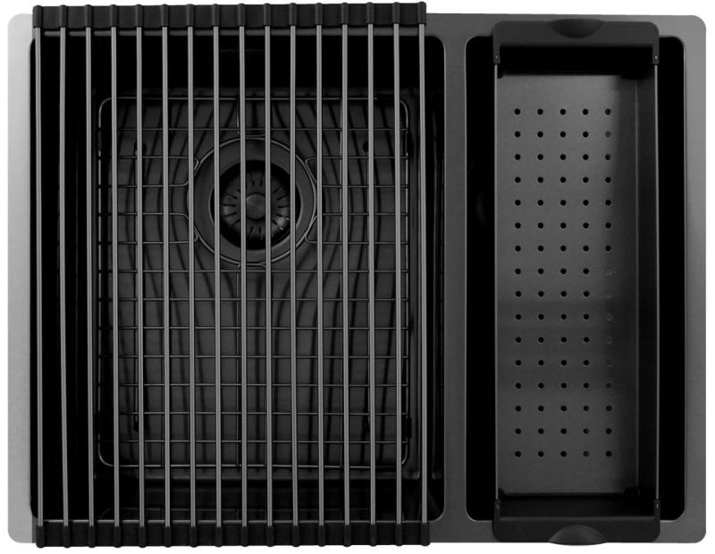 Pure.Sink Exclusivo Gun Metal 1,5 halvanden vask 34+18 cm 10mm radius PEX341840-61