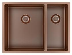 Pure.Sink Exclusivo Kobber 1,5 halvanden håndvask 34+18 cm 10mm radius PEX341840-62
