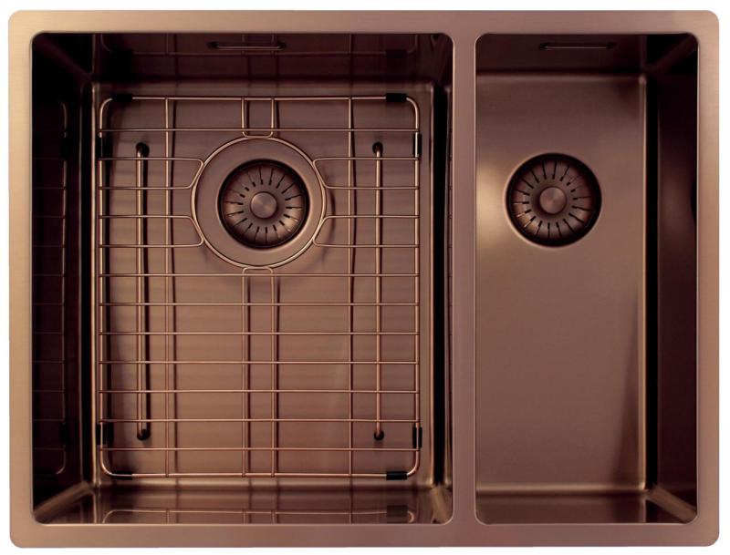 Pure.Sink Exclusivo Kobber 1,5 halvanden håndvask 34+18 cm 10mm radius PEX341840-62