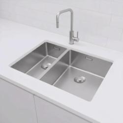 Pure.Sink Exclusivo RVS 1,5 halvanden vask 18+34 cm 10mm radius PEX183440-02