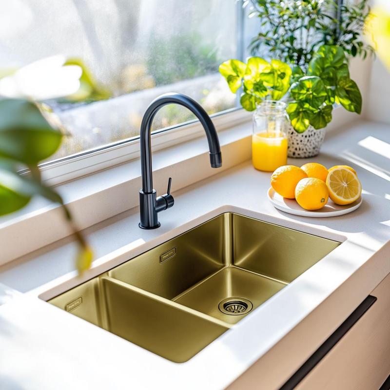 Pure.Sink Exclusivo Gylden 1,5 halvanden vask 18+34 cm 10mm radius PEX183440-60