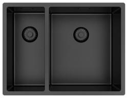 Pure.Sink Exclusivo Gun Metal 1,5 halvanden vask 18+34 cm 10mm radius PEX183440-61