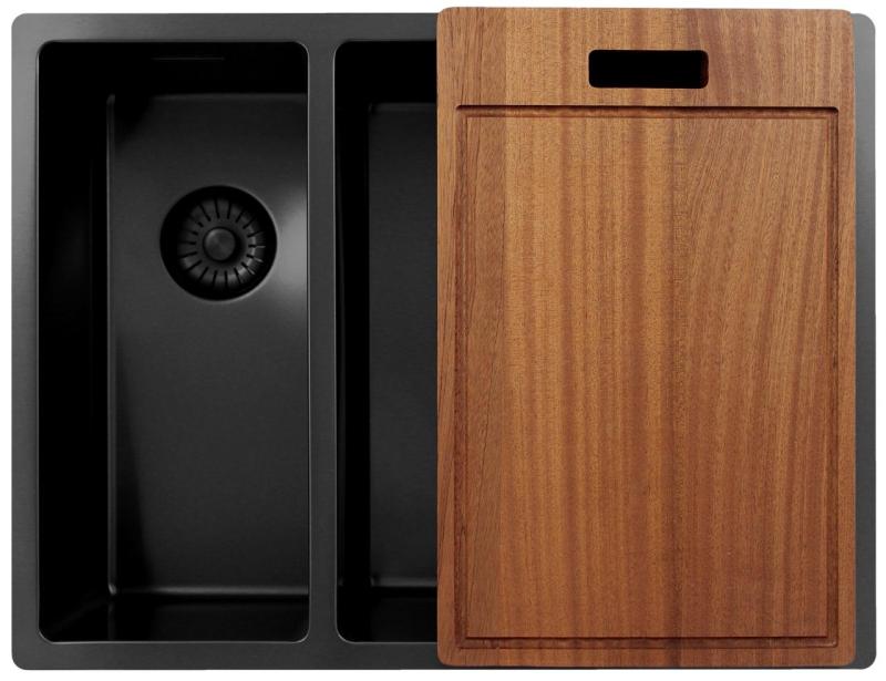 Pure.Sink Exclusivo Gun Metal 1,5 halvanden vask 18+34 cm 10mm radius PEX183440-61