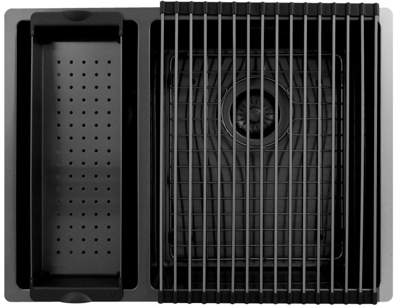 Pure.Sink Exclusivo Gun Metal 1,5 halvanden vask 18+34 cm 10mm radius PEX183440-61