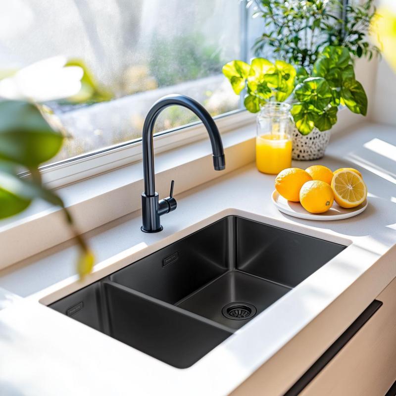 Pure.Sink Exclusivo Gun Metal 1,5 halvanden vask 18+34 cm 10mm radius PEX183440-61