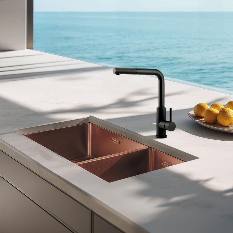 Pure.Sink Exclusivo Kobber 1,5 halvanden vask 18+34cm 10mm radius PEX183440-62