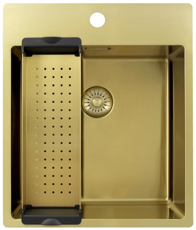 Pure.Sink Exclusivo Gylden vask 44x52 cm Tapvinge med hane hulbænk 10mm radius PEX4040T-60