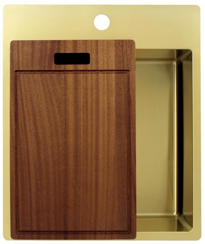 Pure.Sink Exclusivo Gylden vask 44x52 cm Tapvinge med hane hulbænk 10mm radius PEX4040T-60