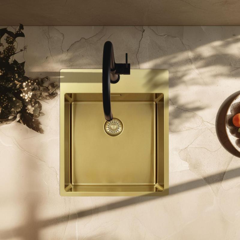 Pure.Sink Exclusivo Gylden vask 44x52 cm Tapvinge med hane hulbænk 10mm radius PEX4040T-60