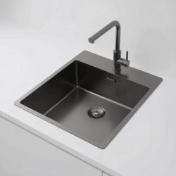 Pure.Sink Exclusivo Gun Metal vask 44x52 cm Tapwing med hanehulbank 10mm radius PEX4040T-61