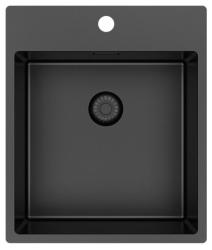Pure.Sink Exclusivo Gun Metal vask 44x52 cm Tapwing med hanehulbank 10mm radius PEX4040T-61