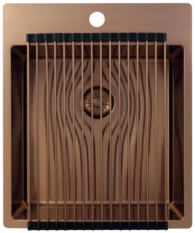 Pure.Sink Exclusivo Kobber vask 44x52 cm Tapwing med hanehulbænk 10mm radius PEX4040T-62