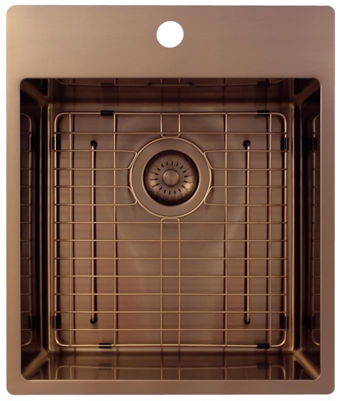 Pure.Sink Exclusivo Kobber vask 44x52 cm Tapwing med hanehulbænk 10mm radius PEX4040T-62