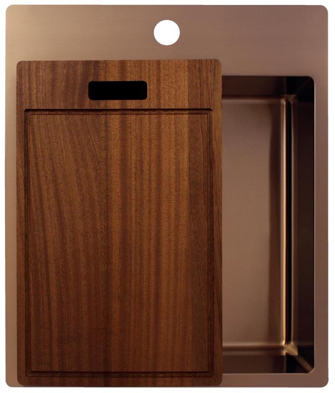 Pure.Sink Exclusivo Kobber vask 44x52 cm Tapwing med hanehulbænk 10mm radius PEX4040T-62