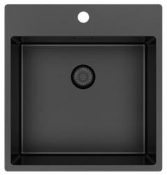 Pure.Sink Exclusivo Gun Metal vask 49x52 cm Tapving med hanehulbænk 10mm radius PEX4540T-61