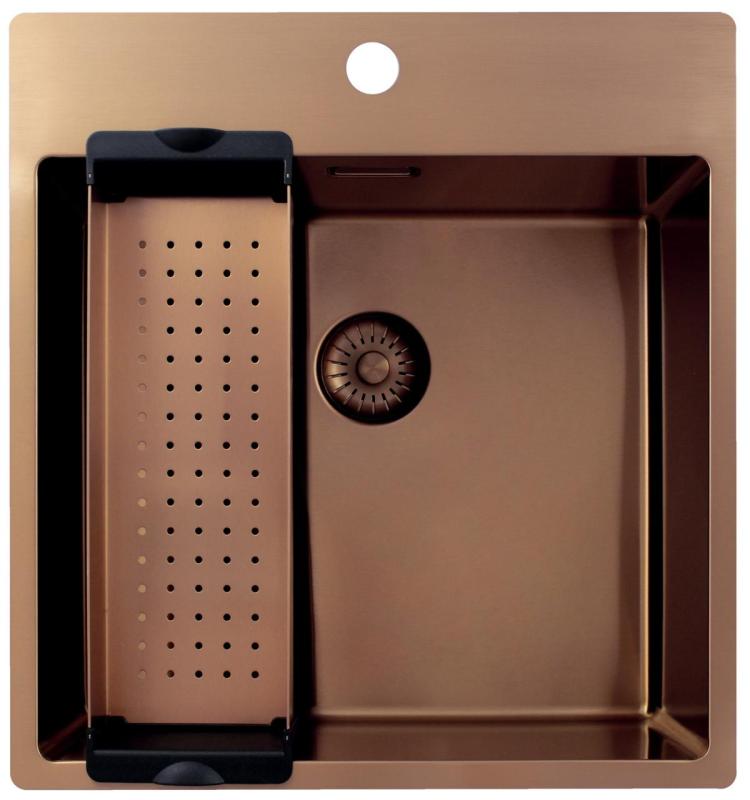 Pure.Sink Exclusivo Kobber vask 49x52 cm Tapwing med hanehul bank 10mm radius PEX4540T-62