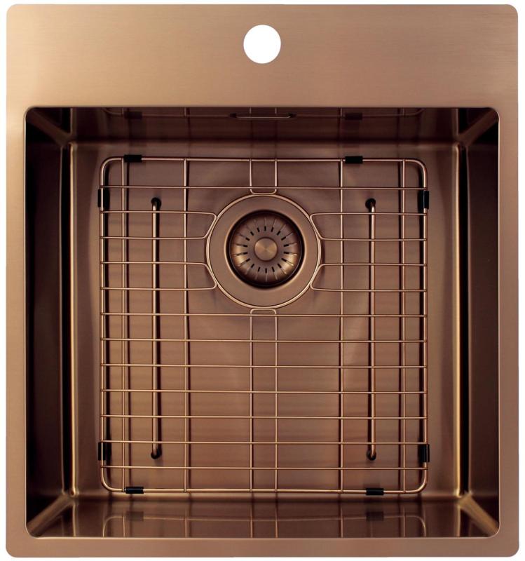 Pure.Sink Exclusivo Kobber vask 49x52 cm Tapwing med hanehul bank 10mm radius PEX4540T-62