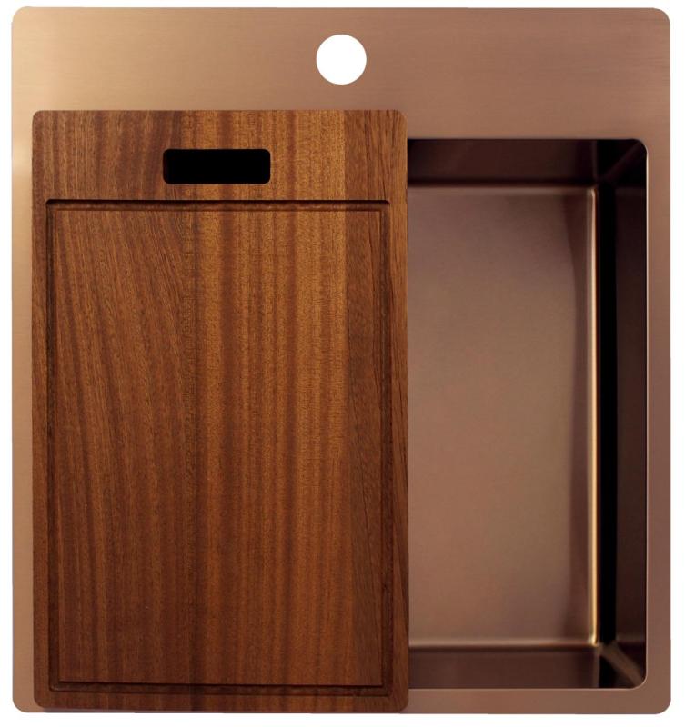 Pure.Sink Exclusivo Kobber vask 49x52 cm Tapwing med hanehul bank 10mm radius PEX4540T-62