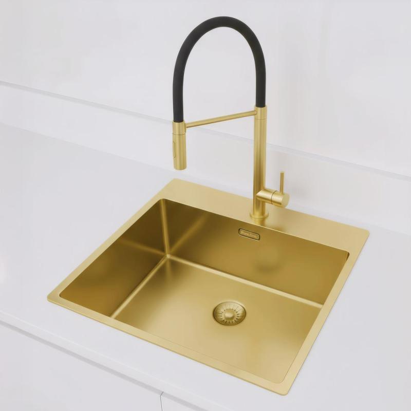 Pure.Sink Exclusivo Guldhane 54x52 cm Tapvinge med hanehulbank 10mm radius PEX5040T-60