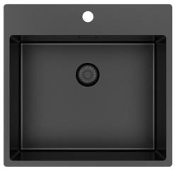 Pure.Sink Exclusivo Gun Metal vask 54x52 cm Tapwing med hanehulbænk 10mm radius PEX5040T-61