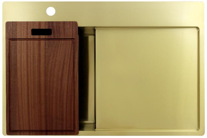 Pure.Sink Exclusivo Lille guldvask med afdrypningsdel 78x52 cm Vandhane til venstre PEX3478LT-60